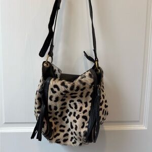 Free People Leopard Print Pony Hair Bag